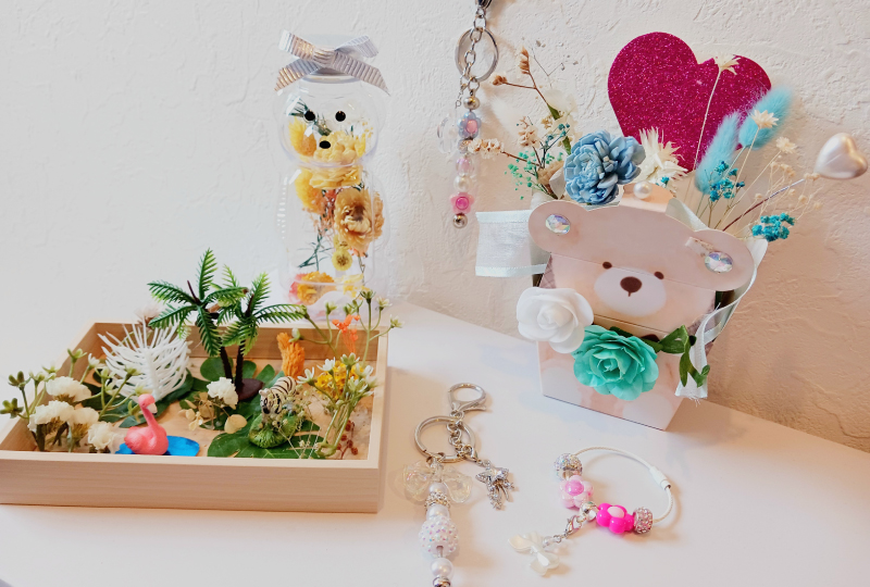 動物×フラワーアレンジメント・キーホルダー